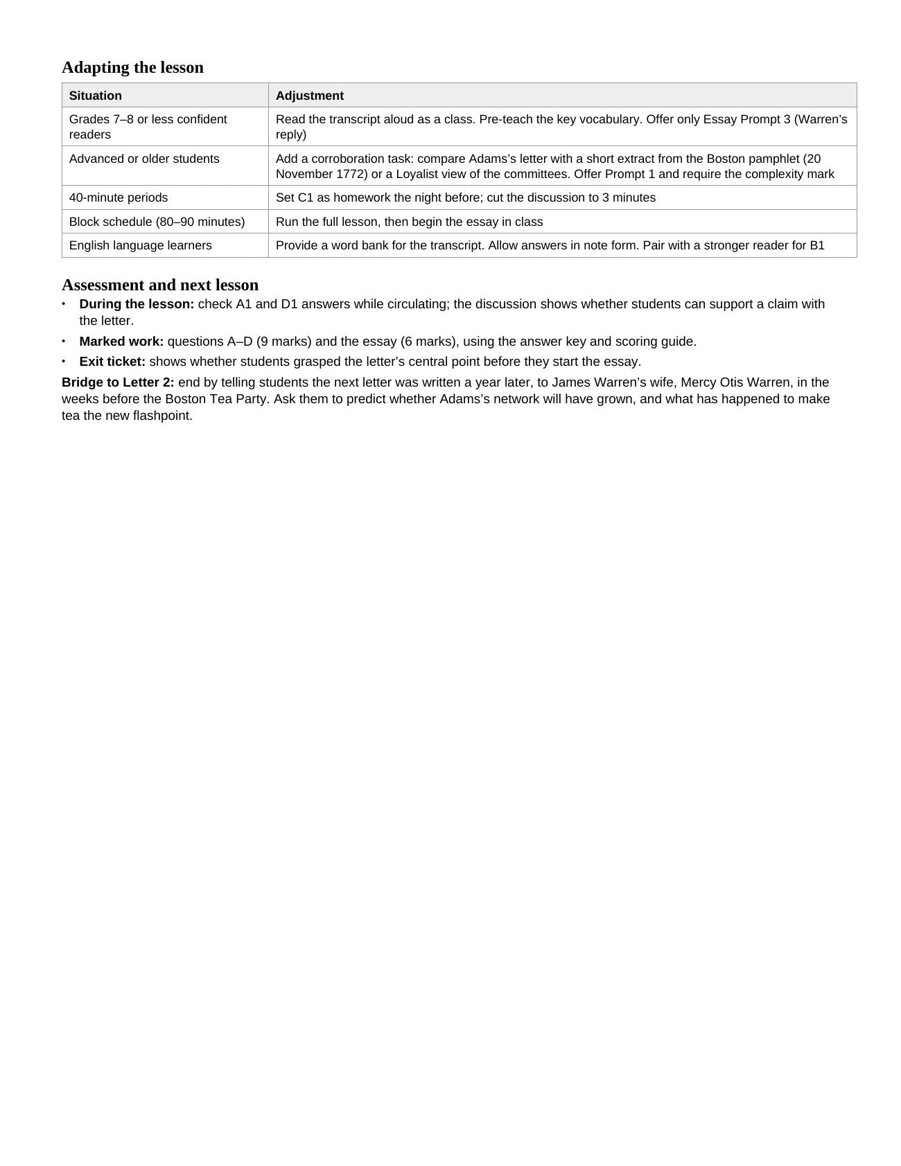 Page 2 of 2: Suggested lesson plan